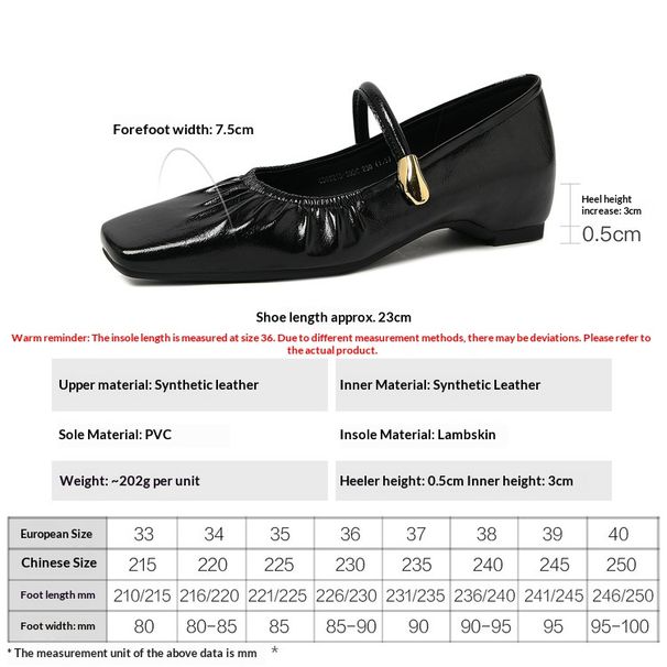 Cameido Mary Jane Shoes With Buckle And Low Heel Spring Pleated Square Toe Platform Single Shoes_vogvips.com