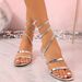 Diamond Serpentine Wrapped Roman Shoes For Women's Summer 2025 New Large Crystal Thick Heel Strap Sandals_vogvips.com