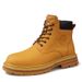 European Warm Series Outdoor Martin Thick-Soled Leather 2025 Autumn Winter New Men's With Fleece Yellow Short Big Toe Work Boots Shoes_vogvips.com