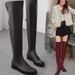 Plus Size Long 41-43 Flat Low Heel Riding High Tube Over-the-Knee Boots For Women Slim Fit_vogvips.com