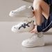 sponge Cake Thick-soled Little White Shoes For Women, Small Height Increase, Round Head, Fashionable Versatile Casual Board Shoes_vogvips.com