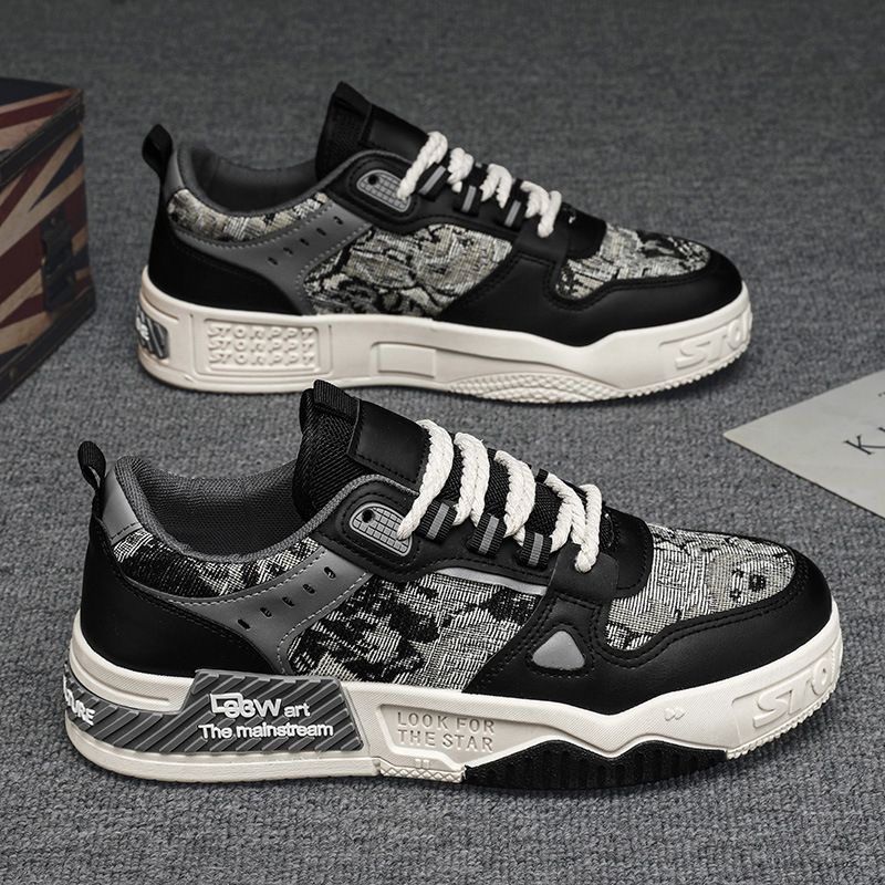 Men's Breathable Summer Casual Sneakers - Fashionable Thick Sole Canvas Shoes For Youth, Lightweight & Comfortable, Blue/Black"_vogvips.com