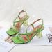 2024 New Shoes Fashion Woven Metal Chain Square Head High Transparent Thick Heel Women's Sandals_vogvips.com