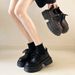 Height-increasing Small Leather Shoes Women's Muffin Shoes Platform-soled Velvet Loafers_vogvips.com
