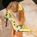 Women's High Heels Women's Fashionable Yellow Printed Simple Pointed Stiletto High Heels Single Shoes Women_vogvips.com