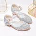 Girls' high heels New children's performance shoes gold and silver with dress runway glass shoes large child princess shoes_vogvips.com