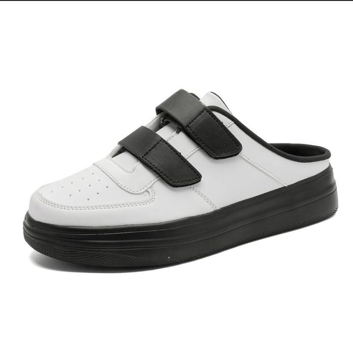 Men’s Shoes Summer New Breathable White Shoes Half Slip Low Top Shoes Large Size Sneakers Casual Shoes Men's Shoes_vogvips.com