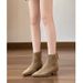 Pointed Toe Short Boots For Women 2025 New Autumn Winter Women's Shoes Low Heel Women's Boots Mid-Calf Slim Boots French Style Sho_vogvips.com
