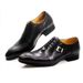 Men's Luxury Leather Dress Shoes Brown/Black Office Business Wedding Formal Lace-Up Pointed Toe Oxford With Buckle_vogvips.com
