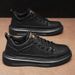 European Warm Series Men's 2025 New Casual Leather Korean Style Trendy Thick-Soled Sports White Sneakers Winter Fleece-Lined Cotton Shoes_vogvips.com