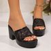 Women's Mesh Sequined High Heeled Slippers Breathable European American Style plus Size Summer Outdoor Wear Slip-On_vogvips.com