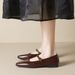 Weiwei Lady 821-3 French Retro Women's Flat With Camellia Design, Shallow Mouth, Soft Sole, Single Strap Mary Jane Shoes_vogvips.com