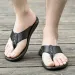 Mens Brown Leather Flip Flops Thong Design Durable Construction For Daily Wear And Beach Activities_vogvips.com