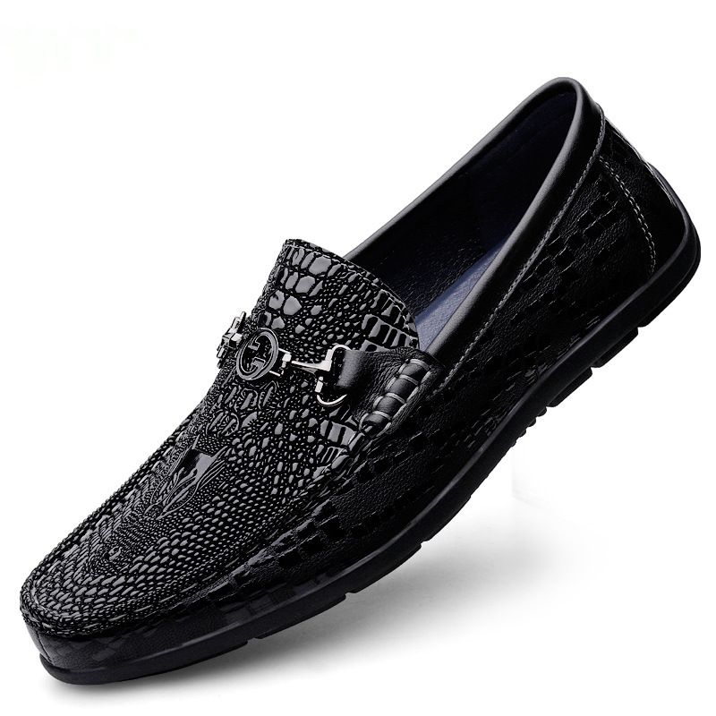 Loafers Casual Leather Leather Shoes Men's Gauntlets Casual Shoes Soft Sole Lazy Doudou Shoes_vogvips.com