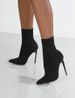 Autumn New Knitted Stretch Pointed Toe Low Tube Short Large Size Thin Super High Heel Sock Boots_vogvips.com
