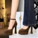 8322 European And American Style Shallow Round Toe Ultra High Heels Chunky Heel Solid Color Single Double Layer_vogvips.com