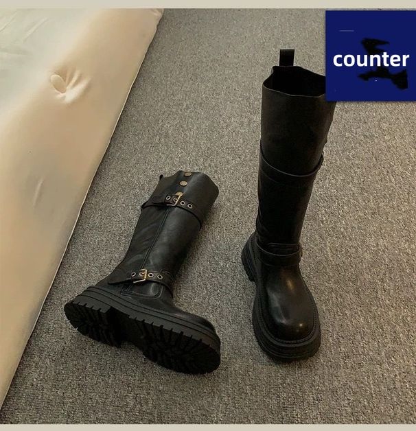 Popular Boots For Children Wearing Lace Stockings, Retro Long Boots, 2025 Autumn And Winter New Height Increasing Soft Top Long Boots_vogvips.com