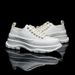 Simple White Thick-soled Canvas Shoes, Breathable Material, Soft And Elastic Outsole, Unisex_vogvips.com