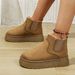 Women's Winter Warm Snow Boots Fleece Lined Thick Cotton Leather Fur Integrated Thick Soled Short Plus Size Elastic Band Shoes_vogvips.com