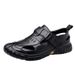 First-layer Cowhide Sandals Middle-aged Men, Genuine Leather Summer Breathable Velcro Shoes For Dads, Hollow Design,_vogvips.com