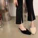 Design Sense Niche Temperament Pointed Toe Half French High Heels Furry Autumn Winter Outdoor Women's Shoes Slippers_vogvips.com
