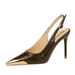 European and American fashion super high heels women's metal pointed back empty slim heels women's shoes hollow back trip strap single shoes_vogvips.com