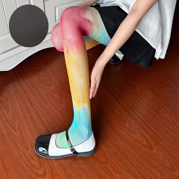 Silk Stockings Gradient Fishnet Stockings Sexy Dopamine Candy Color Pantyhose Colorful Rainbow Bottoming Stockings Slim Legs Socks_vogvips.com