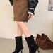 Women's Chic Pointed Toe Stiletto Heel Suede Ankle Boots With Buckle Strap For Elegant And Stylish Look Skinny Short Boots Women's Buckle Strap_vogvips.com