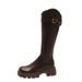 Korean Style Over-the-Knee Long Autumn Winter Fleece Lined Elastic V-Cut Back Zipper Thick Sole Mid-High Women's Riding_vogvips.com