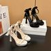 6899-3 Bowknot Black Strap High New Lady's Style Thin Heel Waterproof Platform Fashion Sandals_vogvips.com