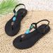Summer Casual Flat For Women, Hollow Buckle Beach Sandals, Soft Sole Thong Strap Trendy Women's Sandals_vogvips.com