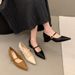 Vintage French Single Shoes Women's Fashion Pointed Middle Heel Mary Jane Women's Shoes Thick Heel Spring High Heels_vogvips.com