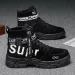 Mens Beige High Top Platform Non Slip Sneakers Footwear With Printed Straps For Casual Street Daily Wear_vogvips.com