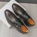 New Fashion Men's British Black Business Casual Loafer Shoes Daily Driving Office Leather Shoes One Foot Pedal Lazy Brown Banquet Dress Wedding Men's_vogvips.com