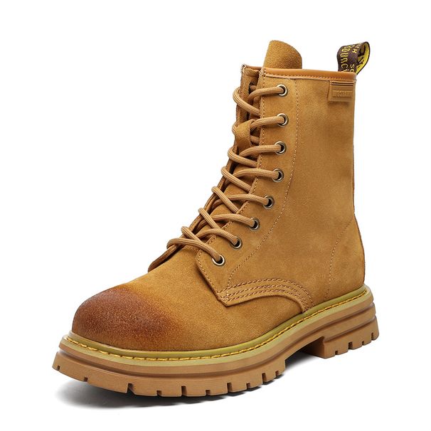 Men's Boots, Locomotive Boots, Retro Thick-soled Heightened Medium Tube Suede Martin Boots_vogvips.com