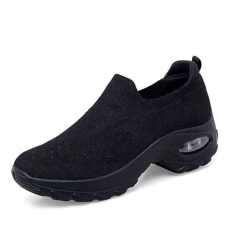 Unisex Size 35 44 Full Black Knitted Material Comfortable Shoes (uniform And School Shoes)_vogvips.com
