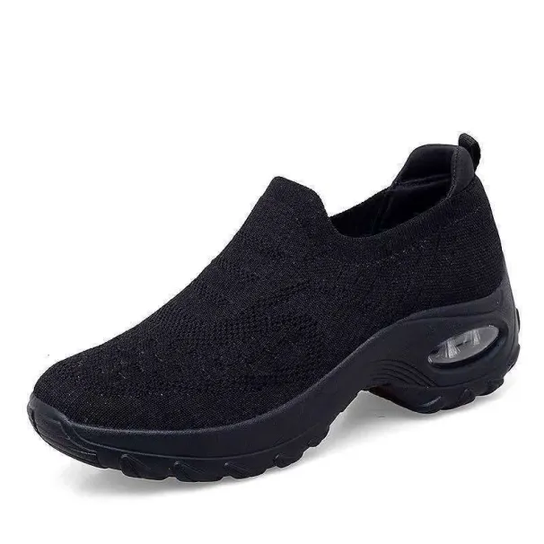Unisex Size 35 44 Full Black Knitted Material Comfortable Shoes (uniform And School Shoes)_vogvips.com