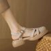 Retro Round-Toe Hollowed-Out Closed-Toe Sandals For Women 2024 Summer New Wear-Resistant Mid-Heel Soft Sole Thick-Soled_vogvips.com