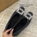 Women's Winter Faux Fur Lined Mary Jane Shoes With 5CM Hidden Wedge & Square Buckle - Slip-On Comfort Flats For Everyday Wear (Black/Grey)_vogvips.com