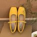 Hidden Heel Square Toe Shallow Mouth Single Shoes For Spring New Fairy Gentle Women Flat Yellow Loafers_vogvips.com