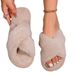 Cross Spring And Autumn Home Non-Slip Flat Couple Style Fashion Simple Open Toe Furry Slippers_vogvips.com