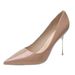 Nude High Heels Stiletto 2024 New Spring Autumn French Pointed Toe Shallow Mouth Versatile Formal Professional Elegant_vogvips.com