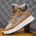 Men's Winter Snow Boots With Fleece Lining, Waterproof Slip-Resistant PVC Sole, Thick Warm Cotton Shoes For Extreme Cold Weather (Black/Gold/Silver)_vogvips.com