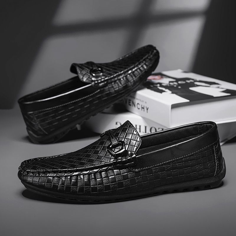High Quality Loafers Fashion Leather Men Casual Slip On Flats Comfortable Boat Lightweight Walking Driving Shoes_vogvips.com