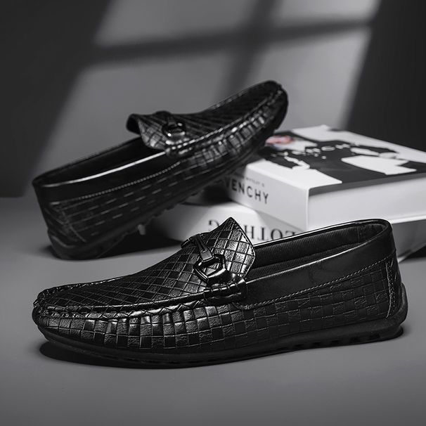 High Quality Loafers Fashion Leather Men Casual Slip On Flats Comfortable Boat Lightweight Walking Driving Shoes_vogvips.com
