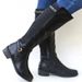 Women's Chunky Heel Round Toe Side Zipper Buckle Knee High Riding Boots In Black And Brown Side Zipper Buckle Knight Boots Women_vogvips.com