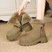Warm Snow Boots For Women In Winter, Thickened Cotton Shoes With Plush, Women's Shoes With Soft Leather And Wool Integrated Short Boots_vogvips.com