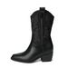 Cowhide ~ Cai Wenjing Same Style V-Cut Small Square Western Cowboy Short Embroidered Pointed Toe Mid-Calf Boots_vogvips.com