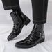 New Fashion Shiny Black Men's High Top Shoes Martin Boots Trendy Short Boots Fashionable Pointed Toe Short Boots Banquet Dress Men's Boots_vogvips.com