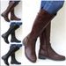 Women's Chunky Heel Round Toe Side Zipper Buckle Knee High Riding Boots In Black And Brown Side Zipper Buckle Knight Boots Women_vogvips.com
